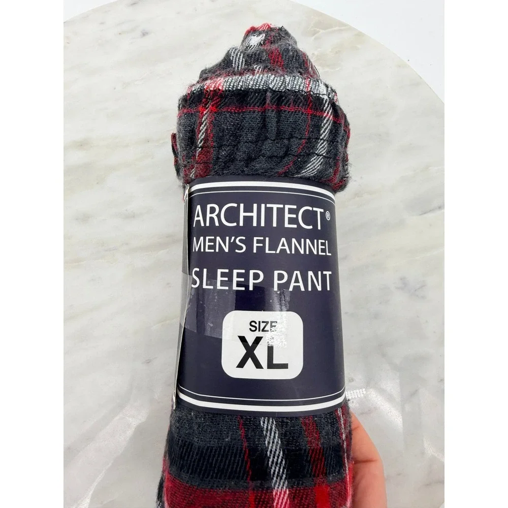 Architect Mens Flannel Sleep Pant XL Red Black White Plaid Pajama Bottoms NWT